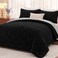 downluxe Lightweight Solid Comforter Set (Queen) with 2 Pillow Shams - 3-Piece Set - Black and Grey - Down Alternative Reversible Comforter