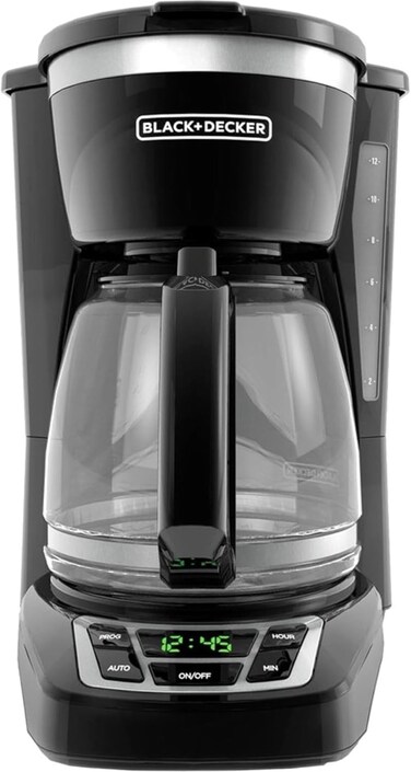 BLACK+DECKER Black/Stainless Steel : CM1160B 12 Cup Programmable Coffee Maker, Digital Control Programmable Coffee Maker, Black/Stainless Steel