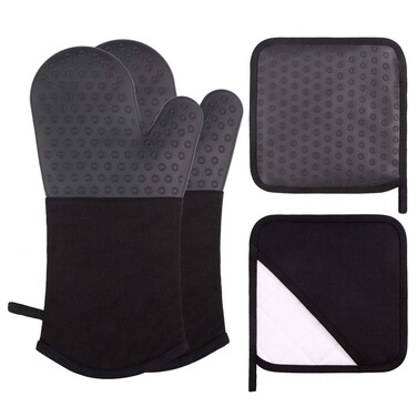 Webake Silicone Baking Gloves, Silicone Coating Potholders with Quilted Cotton Liner by Webake