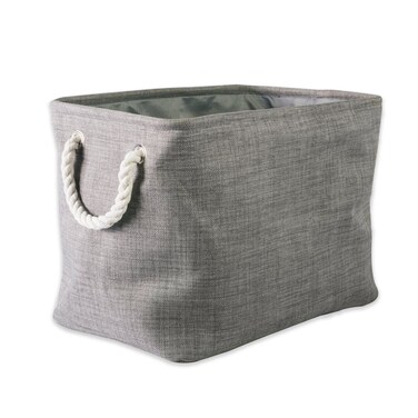 DII, Collapsible Variegated Polyester Storage Bin with Cotton Handles Small Gray