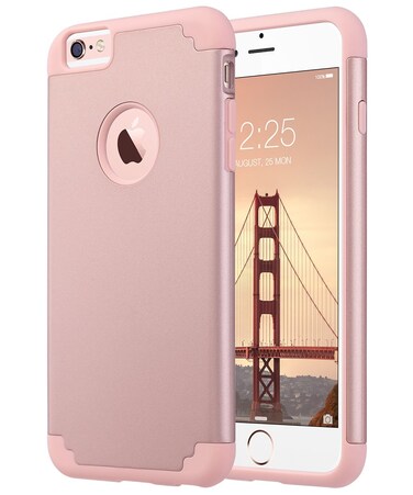 ULAK Slim Protective Case Compatible iPhone 6 Plus, iPhone 6S Plus Hybrid Soft Silicone Hard Back Cover Anti Scratch Bumper Case (Rose Gold)