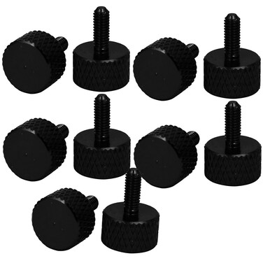 uxcell uxcell Computer PC Graphics Card M3x8mm Fully Threaded Knurled Thumb Screws Black 10pcs