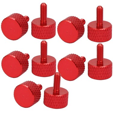 uxcell uxcell Computer PC Graphics Card M3x8mm Fully Threaded Knurled Thumb Screws Wine Red 10pcs