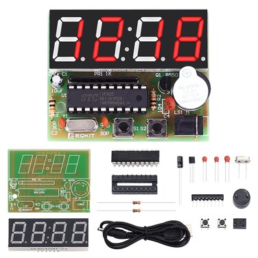 MiOYOOW WHDTS 4-Digit Digital Clock Kits with PCB for Soldering Practice Learning Electronics with English Instructions