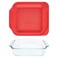 Pyrex 8 Inch Square Baking Dish With Red Lid Earplug, 15 cm, Black
