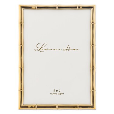 Lawrence Frames Bamboo Design Metal Frame, 5x7, Gold