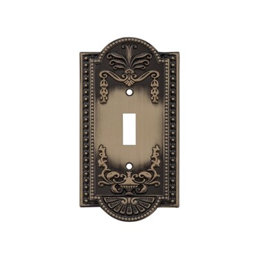 Nostalgic Warehouse 719710 Meadows Switch Plate with Single Toggle, Antique Brass