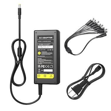 Futurebatt DC 12V 5A Power Supply Adapter with 8 Splitter Power Cable for Security Camera CCTV DVR Surveillance System LED Power Transformers-Fits Analog/AHD DVR/Camera