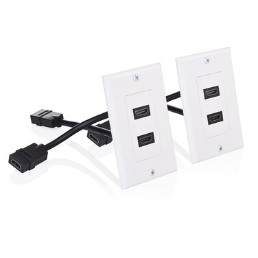 Cable Matters 2-Pack 2-Port HDMI Wall Plate in White (4K UHD, ARC, and Ethernet pass-thru support)