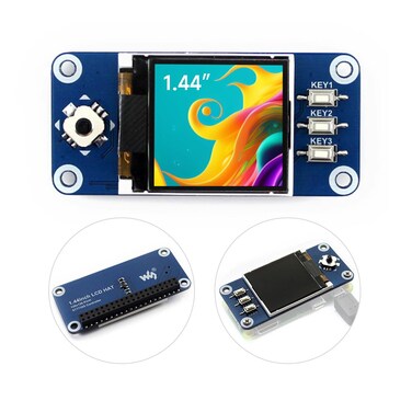 Waveshare Raspberry Pi 128 x 128 Pixels 1.44 inch LCD Display Hat with Embedded Controller, Communicating Via SPI Interface
