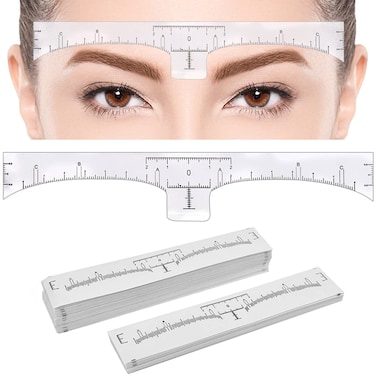KINGMAS 100 Pack Eyebrow Ruler, Disposable Brow Ruler Microblading Adhesive Eyebrow Sticker Stencil Guide Measuring Tool