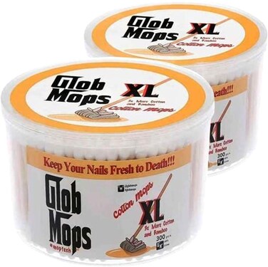 Glob Mops XL Cotton Swabs 2-Pack Bundle   Extra Absorbent   Eco-Friendly   600 Total Mops