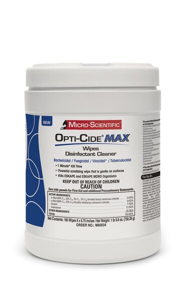 Micro-Scientific - M60034 Opti Cide Max 160 Professional Disposable Surface Cleaning Disinfectant Wipes