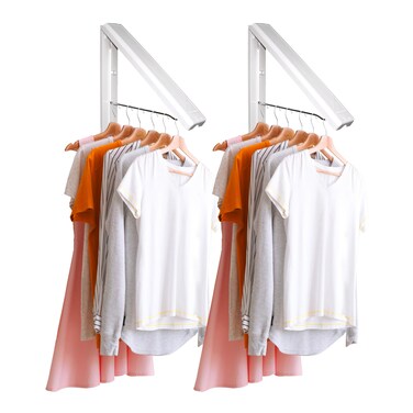 InstaHanger - The Original Foldable Clothes Drying Rack - Space Saving Laundry and Closet Organizer - 2 Pack Original Wall Mount