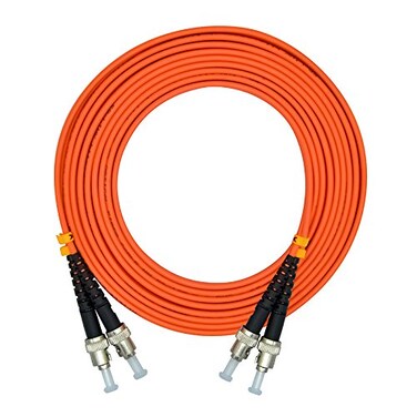 Jeirdus 1Meter 3ft ST to ST Duplex 62.5/125 OM1 Multimode Fiber Optic Cable Jumper Optical Patch Cord ST-ST