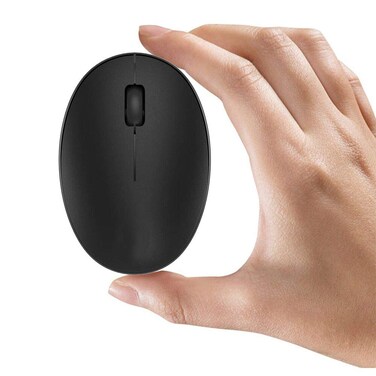 TENMOS TENMOS Mini Rechargeable Wireless Mouse, 2.4GHz Optical Travel Mouse Silent Wireless Computer Mice with USB Receiver, Auto Sleeping, 3 Buttons, 1000 DPI Compatible with Laptop, PC, Computer(Bla