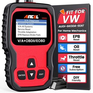 ANCEL VD500 OBD2 Scanner Diagnostic Tool for Volkswagen VW Audi Skoda Seat Diagnosis Check Engine Light EPB ABS Code Reader Oil Throttle Position Adaption Brake Pad Reset