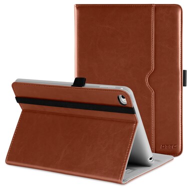 DTTO for iPad Mini 4 Case, Premium Leather Folio Stand Cover Case with Multi-Angle Viewing and Auto Wake-Sleep Function, Front Pocket for iPad Mini 4 - Brown