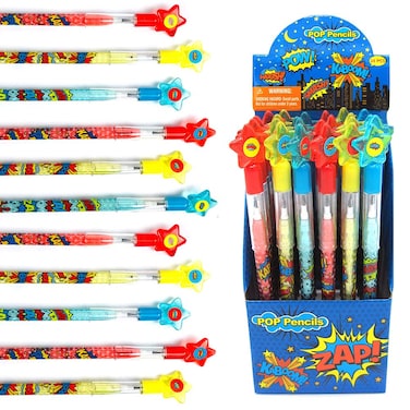 TINYMILLS 24 Pcs Superhero Text Multi Point Pencils