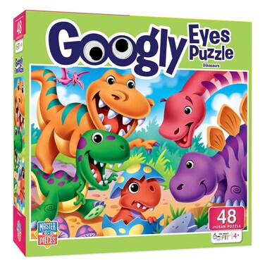 MasterPieces Googly Eyes Dinosaurs Right Fit Puzzle, 48-Piece