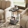 WLIVE Snack Side Table, C Shaped End Table for Sofa Couch and Bed, Black