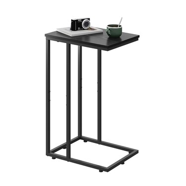 WLIVE Snack Side Table, C Shaped End Table for Sofa Couch and Bed, Black