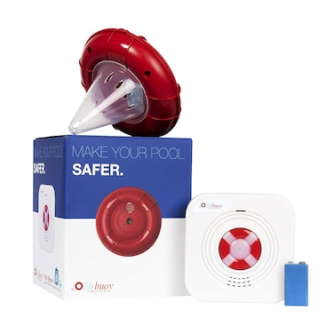 Lifebuoy Pool Alarm System - Pool Motion Sensor with Advanced Algorithm - Smart Pool Alarm That is Application Controlled. Powerful Sirens Blare at Poolside and Indoors