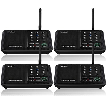 Wuloo Intercoms Wireless for Home 5280 Feet Range 10 Channel 3 Code, Wireless Intercom System for Home House Business Office, Room to Room Intercom, Home Communication System (4 Packs, Black)