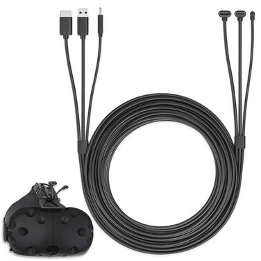 Skywin 3-in-1 HTC Vive Compatible Cable - Replacement for HTC Vive 3 in 1 HDMI+USB+DC 5 Meter Round Cable for Linkbox and Headset Connection (16 Foot)