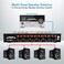Pyle 4 Channel Speaker Selector Switch-Multi Zone A B Speaker Distribution Controller Box w/Independent Audio Source Volume Control,Supports Home Theater Stereo Amplifier Receiver System-PSLSW4,Black