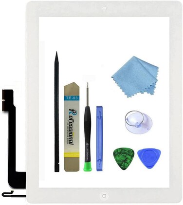 Zentop Touch Screen Digitizer Replacement Assembly for White iPad 4 Model A1458, A1459, A1460 with Home Button, Camera Holder &iuml;&frac14;&Aring;&rsquo;Preinstalled Adhesive&iuml;&frac14;&Aring;&rsquo;Frame Bezel, Tool Kit.
