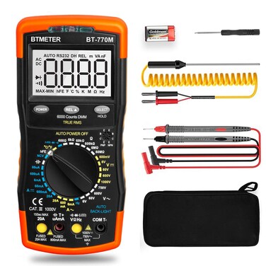 BTMETER Digital Multimeter TRMS 6000 Count, BT-770M Auto/Manual Ranging DMM Electrical Meter r for AC/DC Amp, AC/DC Volt, Ohm Capacitance Frequency Continuity Temperature NCV, Auto Backlight