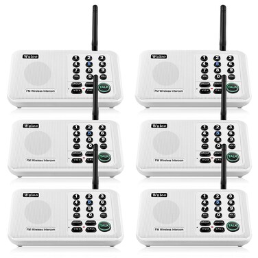 Wuloo Intercoms Wireless For Home 5280 Feet Range 10 Channel 3 Code, Intercom System House Business Office, Room To Intercom, Communication (6 Units Set, White)