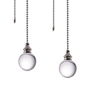 LONGSHENG - SINCE 2001 - Ceiling Fan Pull Chain, 2pcs Clear 30mm Diameter Crystal Ball Fan Pull Chain, 20 Inches Fan Pulls Set with Connector Ceiling Fan Pull Chain Ornaments Lighting Accessories