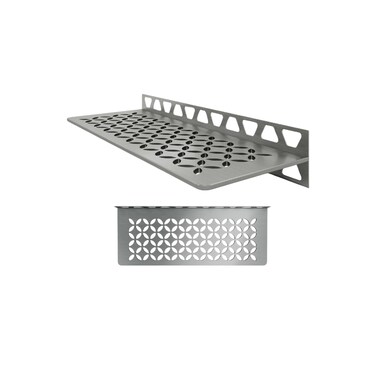 Schluter Systems Rectangular Wall Shelf-W - Floral Design - Brushed Stainless Steel (SWS1D5EB)