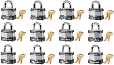 Master Lock 3KA-3210 1-1/2" Laminated Keyed Alike Padlocks - Quantity 12