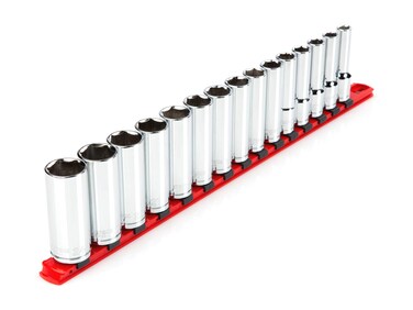TEKTON 1/2 Inch Drive Deep 6-Point Socket Set with Rail, 15-Piece (10-24 mm)   SHD92106
