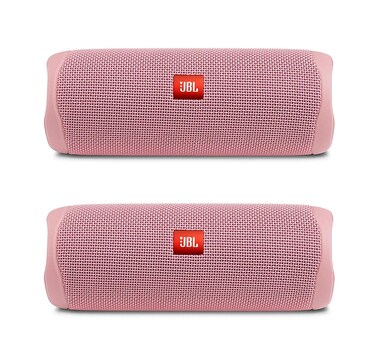 JBL Flip 5 Waterproof Portable Wireless Bluetooth Speaker Bundle - (Pair) Pink