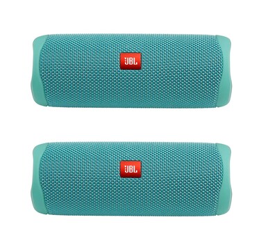 JBL Flip 5 Waterproof Portable Wireless Bluetooth Speaker Bundle - (Pair) Teal