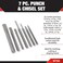 Performance Tool W759 5 Piece 8" Long Brass Pin Punch, 1 Pack