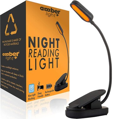 Amber Light + Book for Nighttime Reading - Blue Blocking, Rechargeable LED Kindle