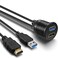 OBVIS USB3.0 HDMI Mount Cable – USB3.0 and HDMI Extension Flush Dash Panel Mount Cable for Car Boat Motorcycle (6 Feet)