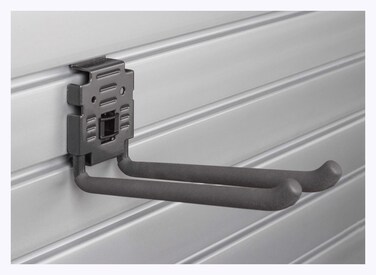 HandiWall 8" Double Hook with Locking Bracket for Tool Storage on Garage Slatwall Panels