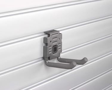 HandiWall 4" Double Hook with Locking Bracket for Tool Storage on Garage Slatwall Panels