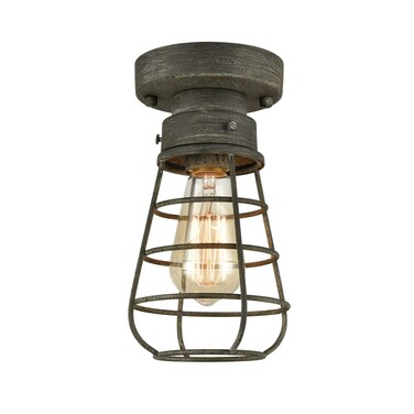 TENGIANTS Rustic Ceiling Lights Metal Caged Mini Close to Ceiling Lamp with Unique Rust Finish