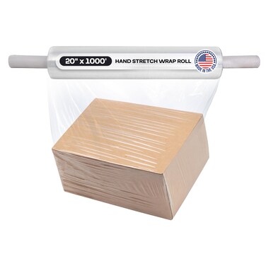 IDL Packaging 20" x 1000' 80G Hand Stretch Wrap Roll w/Handles - USA-Made