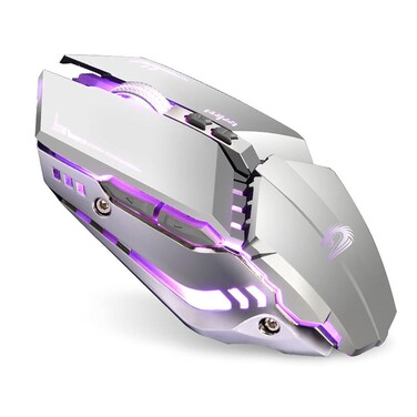 TENMOS T12 Wireless Gaming Mouse, Silent Rechargeable Computer Mice-Silver