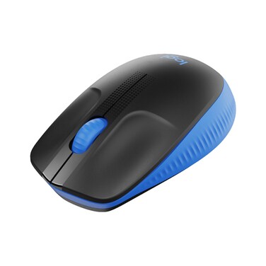 Logitech Wireless Mouse M190,Full Size Ambidextrous Curve Design,18-Month Battery with Power Saving Mode, USB Receiver,Precise Cursor Control and Scrolling,Wide Scroll Wheel,Scooped Buttons-Black/Blue