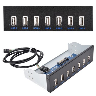 fosa Front Panel Optical Drive, Front Panel USB Hub USB2.0 7-Port   9pin   Data Transmission Without Loss for 5.25 'Computer Box