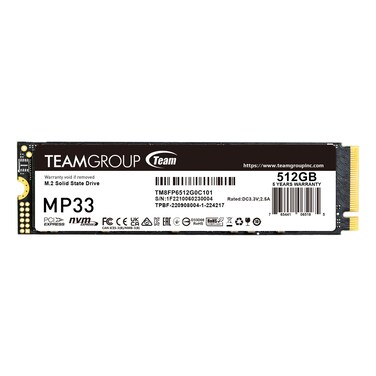 TEAMGROUP MP33 512GB SLC Cache 3D NAND TLC NVMe 1.3 PCIe Gen3x4 M.2 2280 Internal Solid State Drive SSD (Read/Write Speed up to 1,700/1,400 MB/s) Compatible with Laptop & PC Desktop TM8FP6512G0C101
